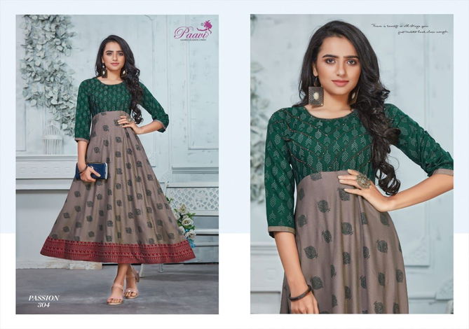 Paavi Passion 3 Ethnic Fancy Wear Rayon Anarkali Long Kurti Collection